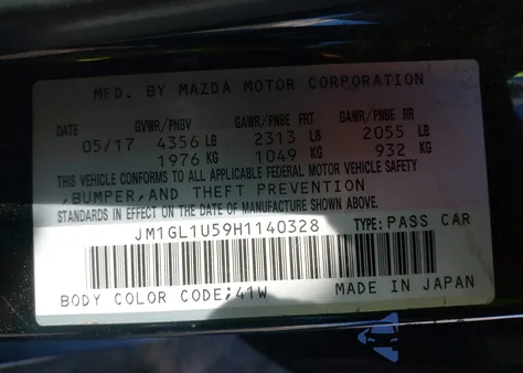 2017 Mazda Mazda6 Sport z USA, uszkodzony, nr VIN JM1GL1U59H1140328